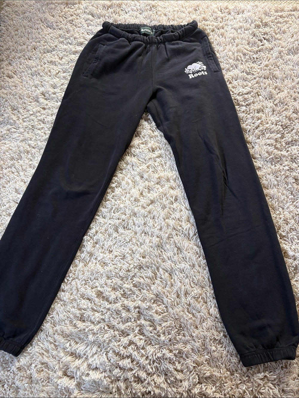 Roots Black Joggers with White Logo
